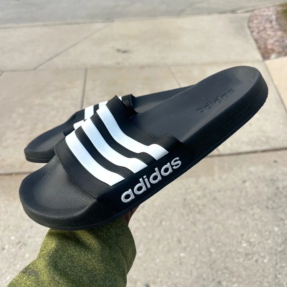 Adidas Adilette Shower‎ Slide Sandals Men's Size 14 Black White